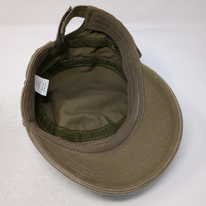 Brown Army Cap Hat One Size Side Pocket Strapback Cotton Solid Plain Utility