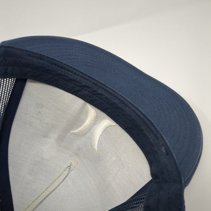 Hurley Logo Snapback Mesh Back Trucker Hat Blue One Size Adjustable