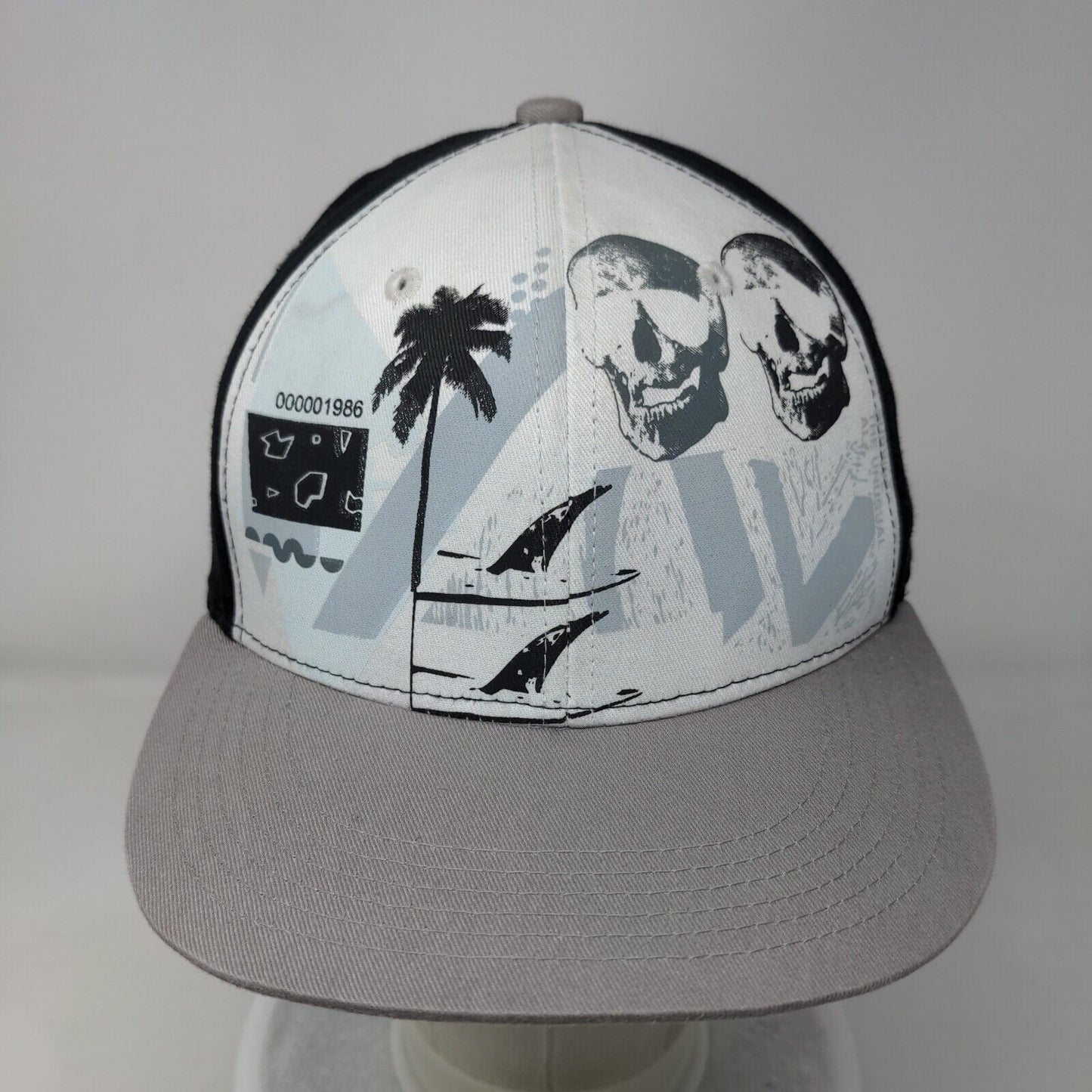 Skull Snapback Hat Multi Youth Adjustable Palm Tree Colorblock