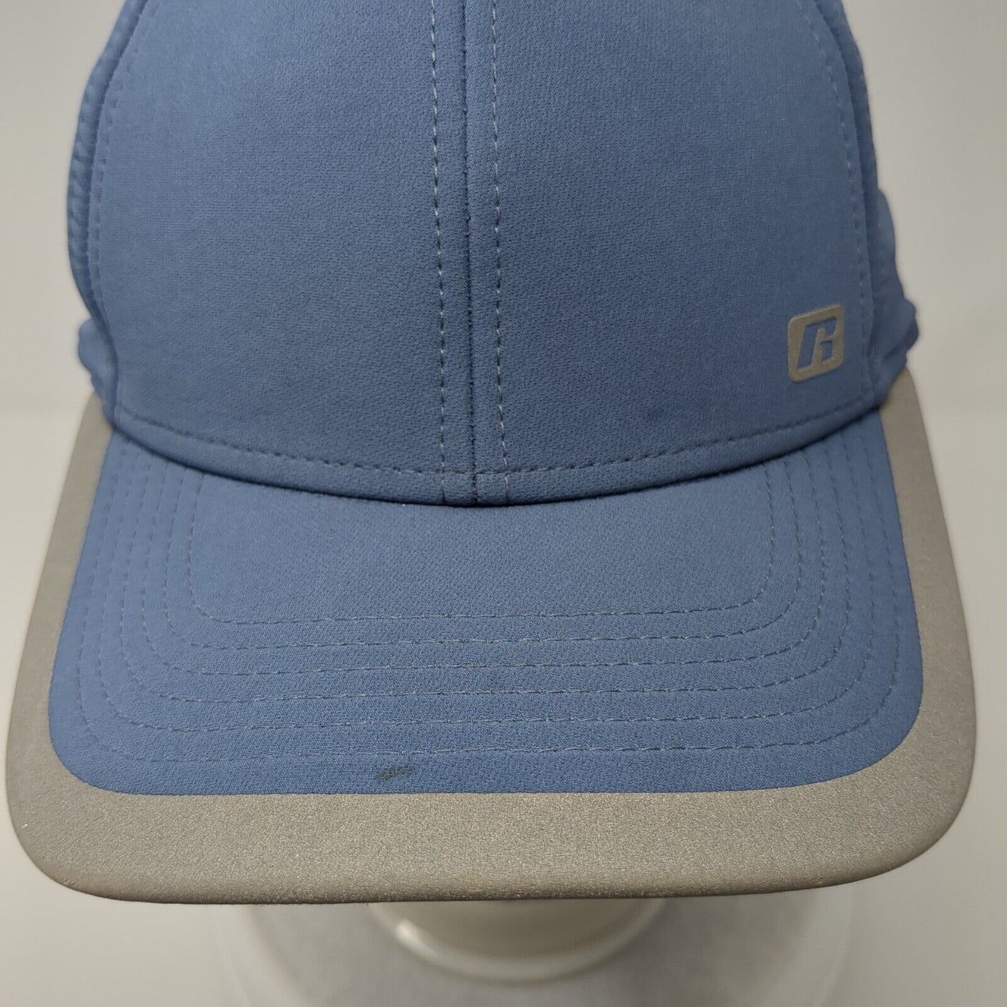 Russell Fitted Hat Blue One Size Stretch Gray Trim 6 Panel Outdoor