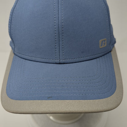 Russell Fitted Hat Blue One Size Stretch Gray Trim 6 Panel Outdoor