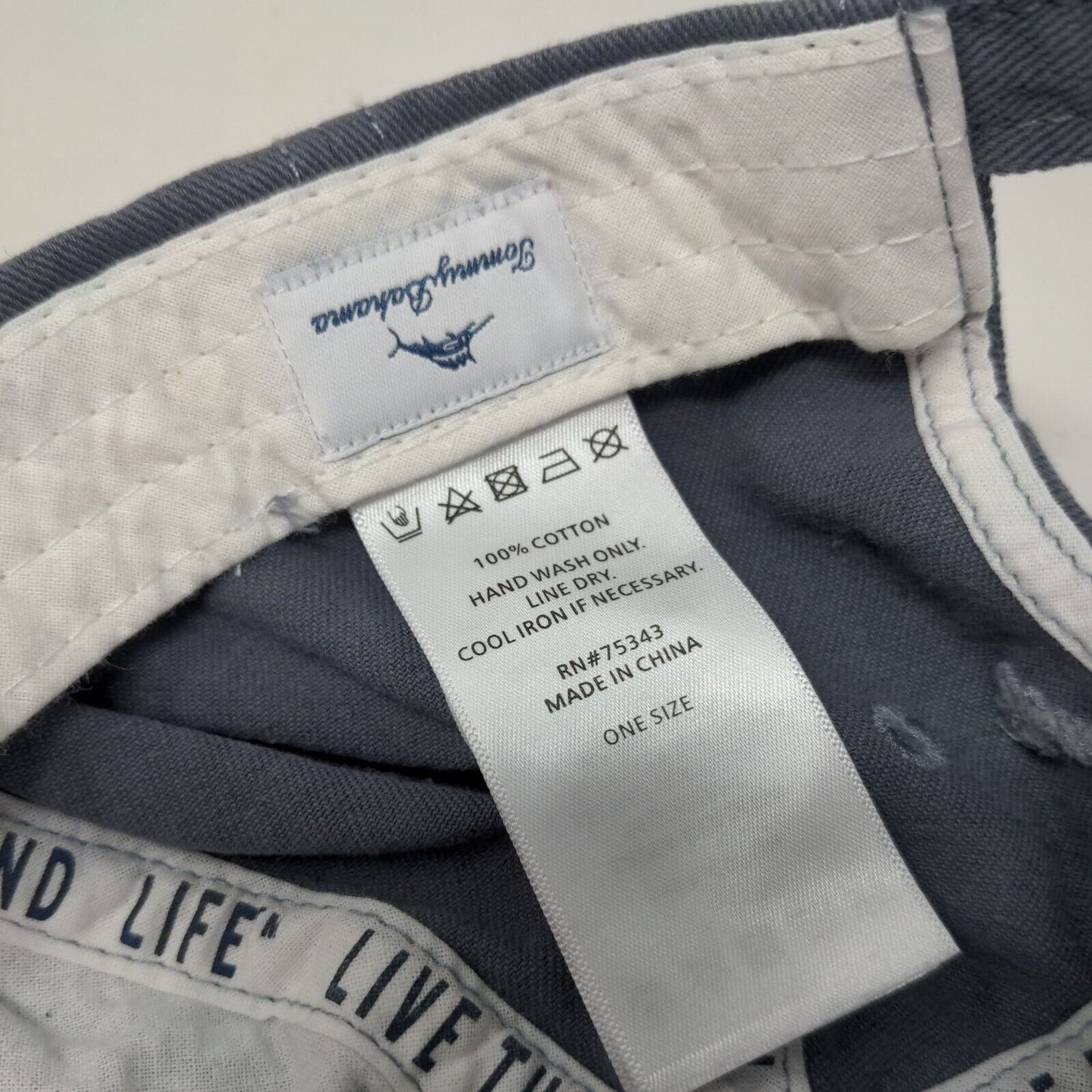 Tommy Bahama Slideback Hat Gray One Size Adjustable Embroidered Logo 5 Panel