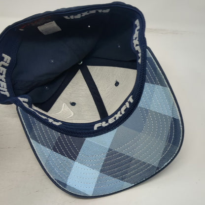 Hurley Baseball Cap Blue One Size Embroidered Plaid Icon Underbrim Flexfit Hat