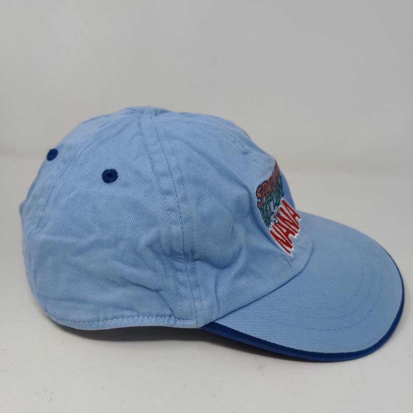 New Vibe Headwear Baby Hat Blue Stretchy Embroidered Logo Cotton