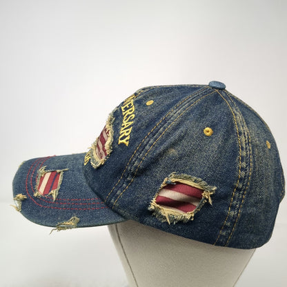 Blue 5 Panel One Size American Flag 250th Anniversary Frayed Denim USA 1776 Hat