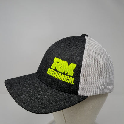 RM Mechanical Fitted Mesh Back Trucker Hat Black S-M Flexfit Colorblock