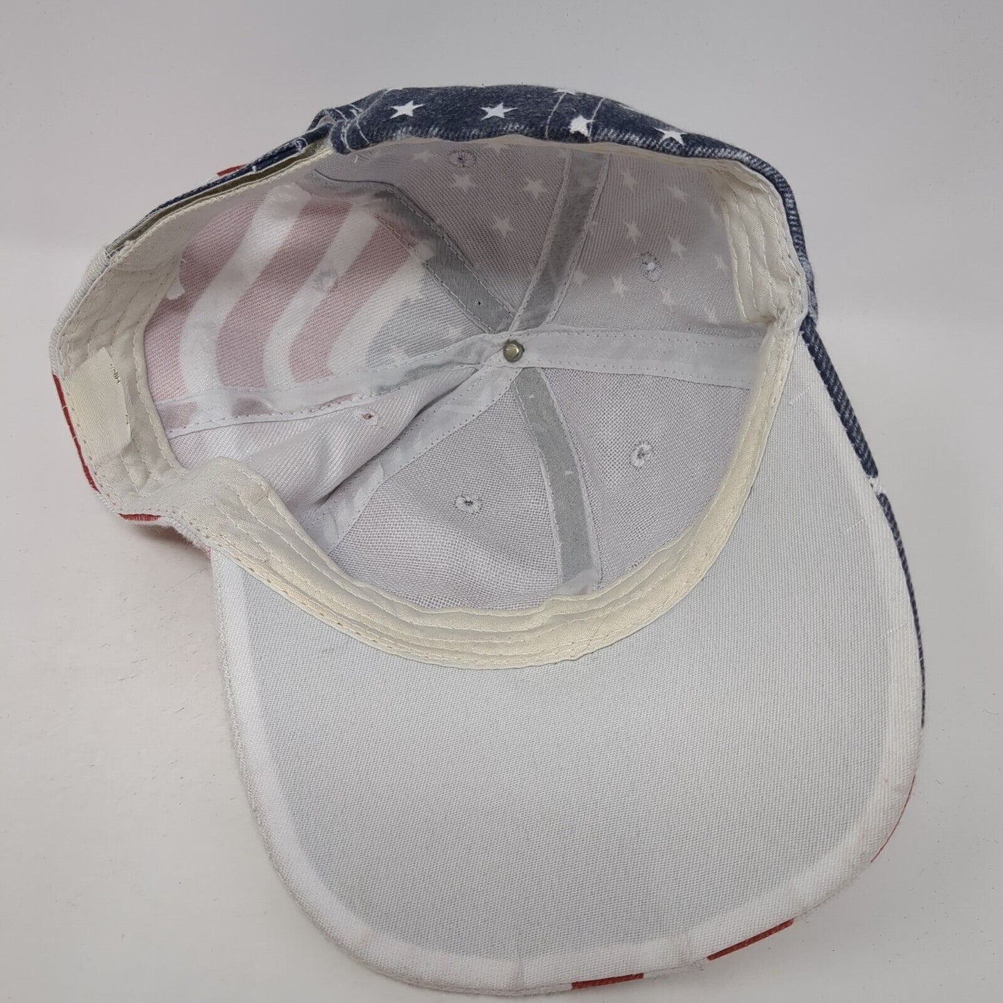 American Flag Patriotic Strapback Hat Multicolor One Size Adjustable