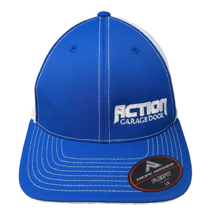 Pacific Headwear Baseball Cap Blue M Action Garage Door Mesh Back Flexfit Hat