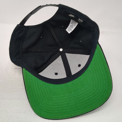 Nike Snapback Black Hat M Green Underbrim Embroidered Swoosh Logo Pro Cap
