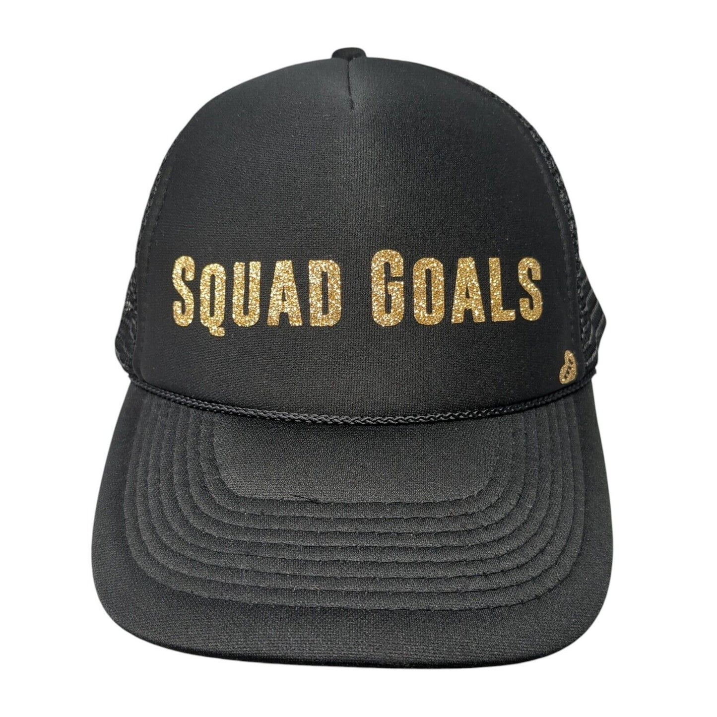 Squad Goals Snapback Rope Trucker Hat Black One Size Mesh Back Solid