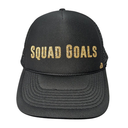 Squad Goals Snapback Rope Trucker Hat Black One Size Mesh Back Solid