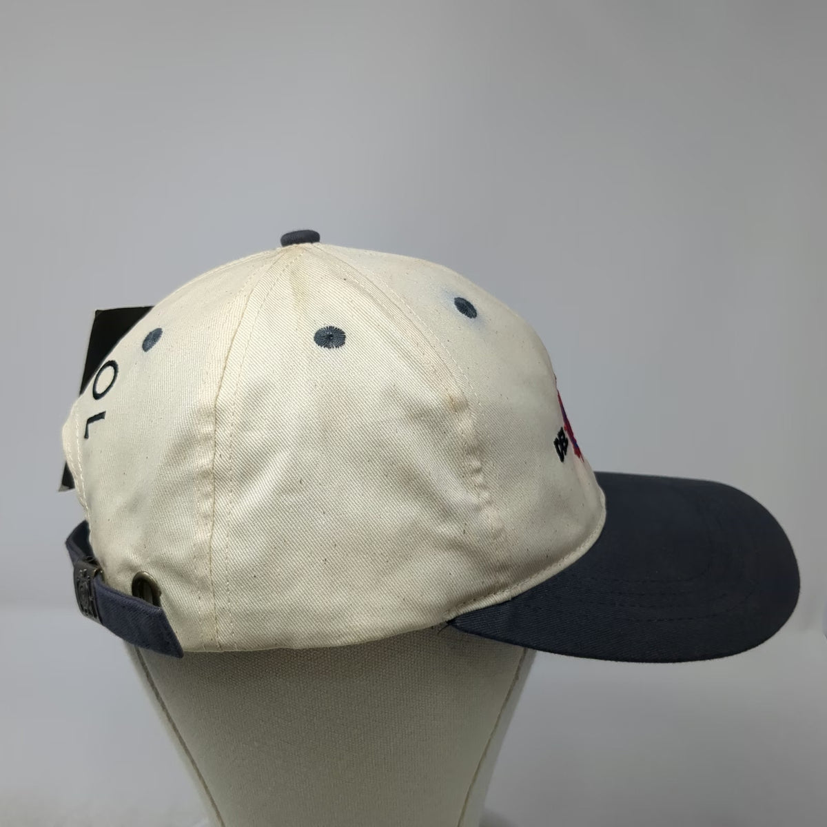 Del Sol Baseball Cap Beige Blue One Size Slideback Hat Sun Powered Graphic Logo