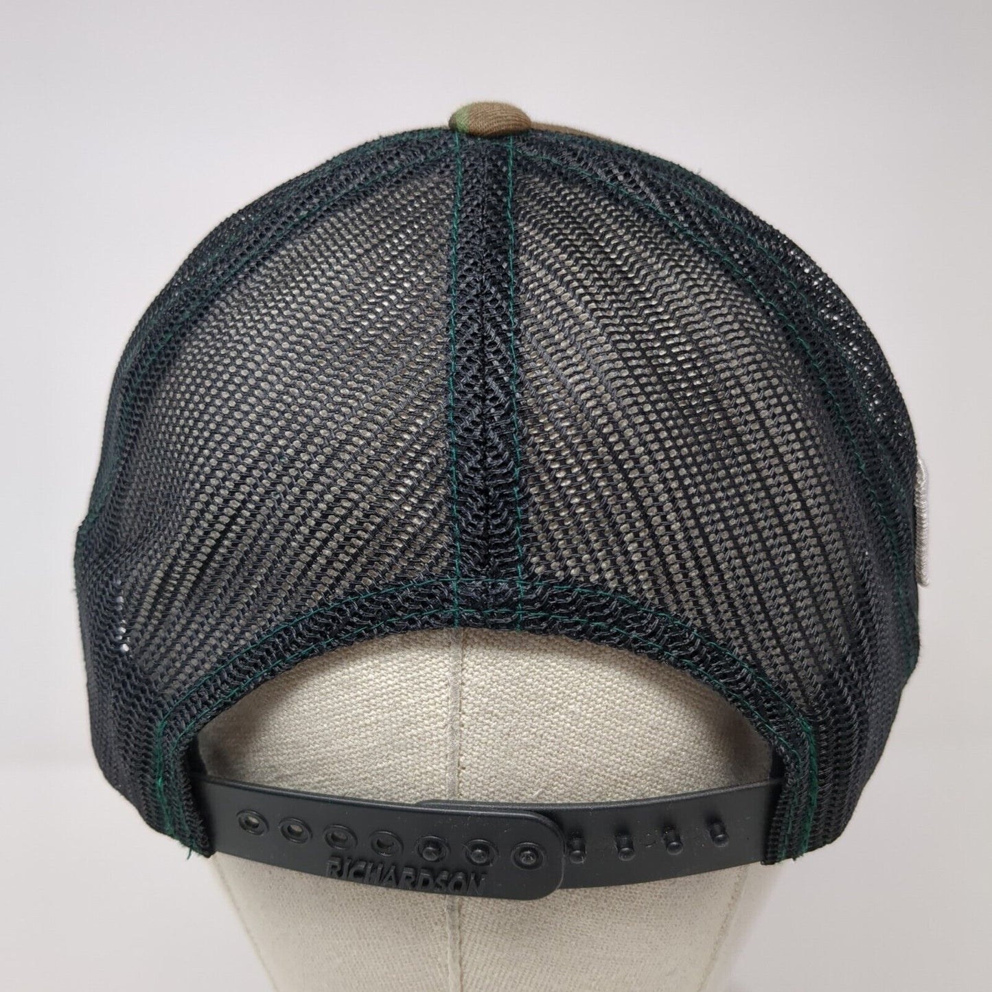 Richardson Snapback Trucker Hat Camo One Size Mesh Back USA Flag Patch