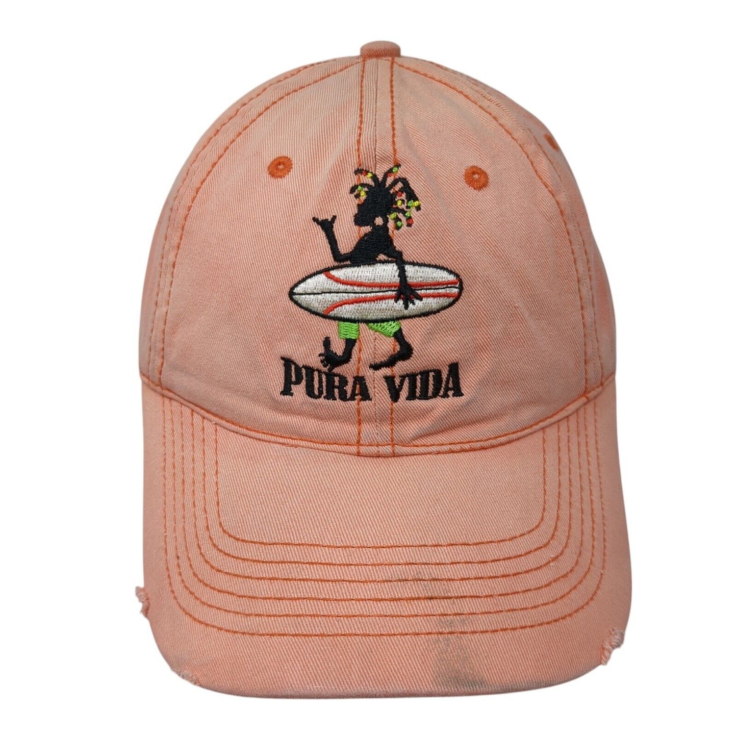 Pura Vida Slideback Hat Pink One Size Adjustable Costa Rica Embroidered