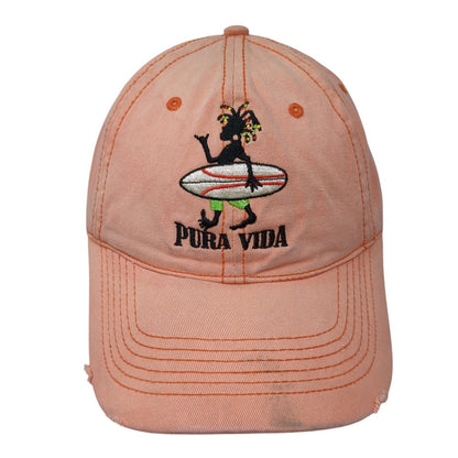 Pura Vida Slideback Hat Pink One Size Adjustable Costa Rica Embroidered