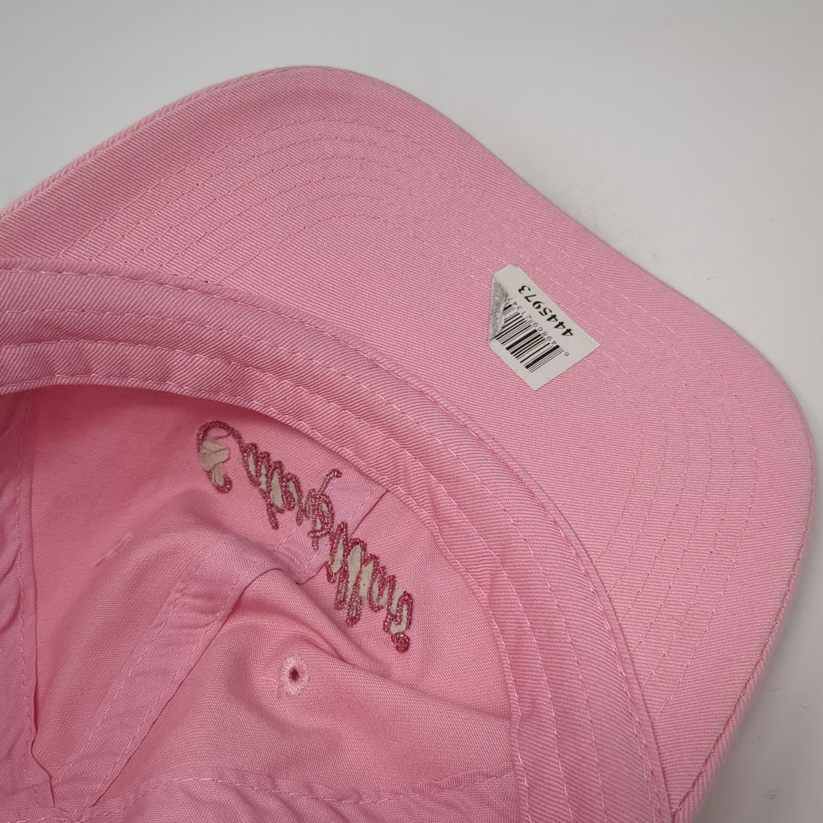 Caterpillar Baseball Cap Pink One Size Cursive Logo Adjustable Slideback Hat