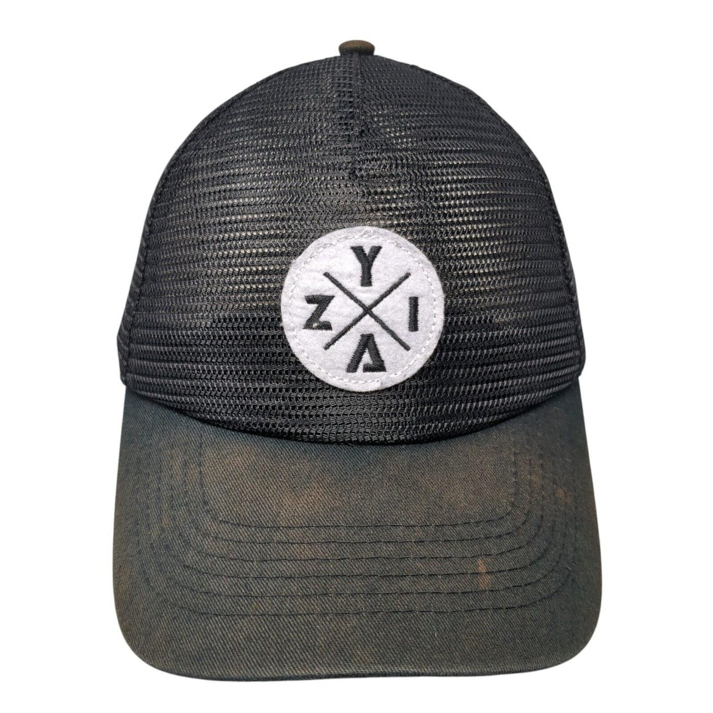 Zyia Active Patch Snapback Trucker Hat Black One Size Solid Mesh Back