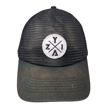 Zyia Active Patch Snapback Trucker Hat Black One Size Solid Mesh Back