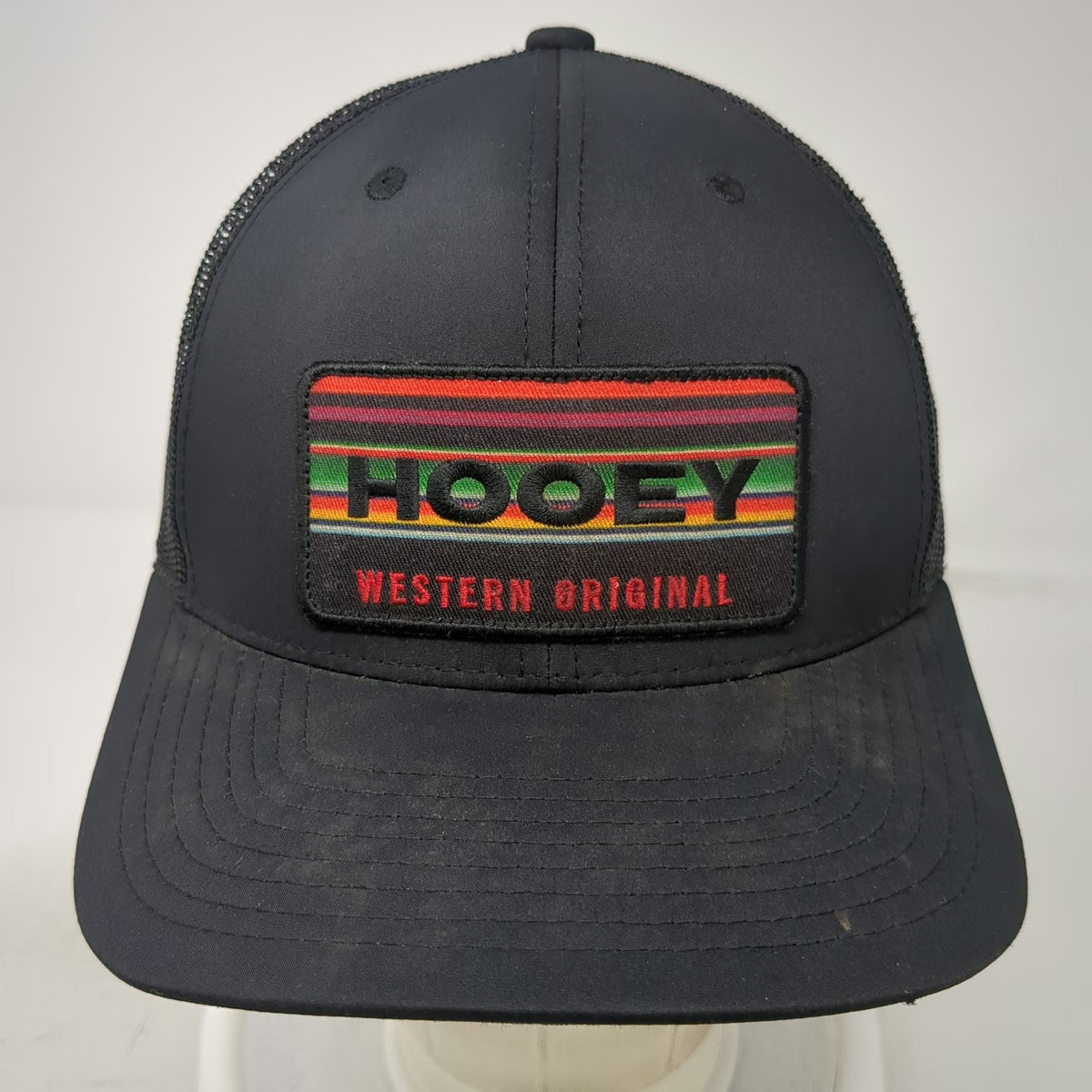 Hooey Trucker Hat Black One Size Western Original Multi Color Patch Snapback