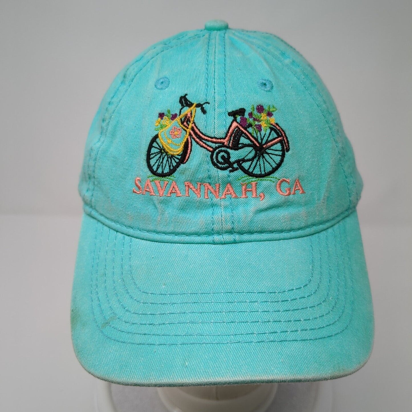 Bicycle Savannah GA Strapback Hat Bluish-Green One Size Embroidered