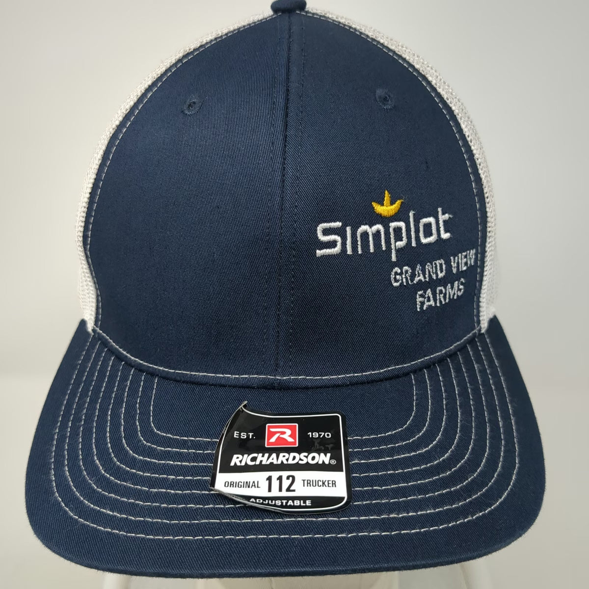 Richardson Trucker Hat Blue One Size Mesh Snapback Simplot Grand View Farms