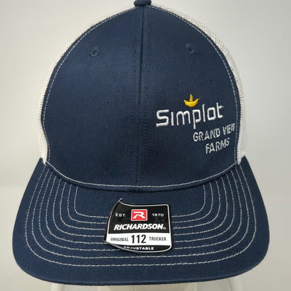 Richardson Trucker Hat Blue One Size Mesh Snapback Simplot Grand View Farms