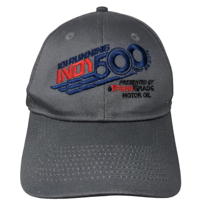 Indy 500 Men's Strapback Hat Gray Embroidered Logo 101st Running 2017