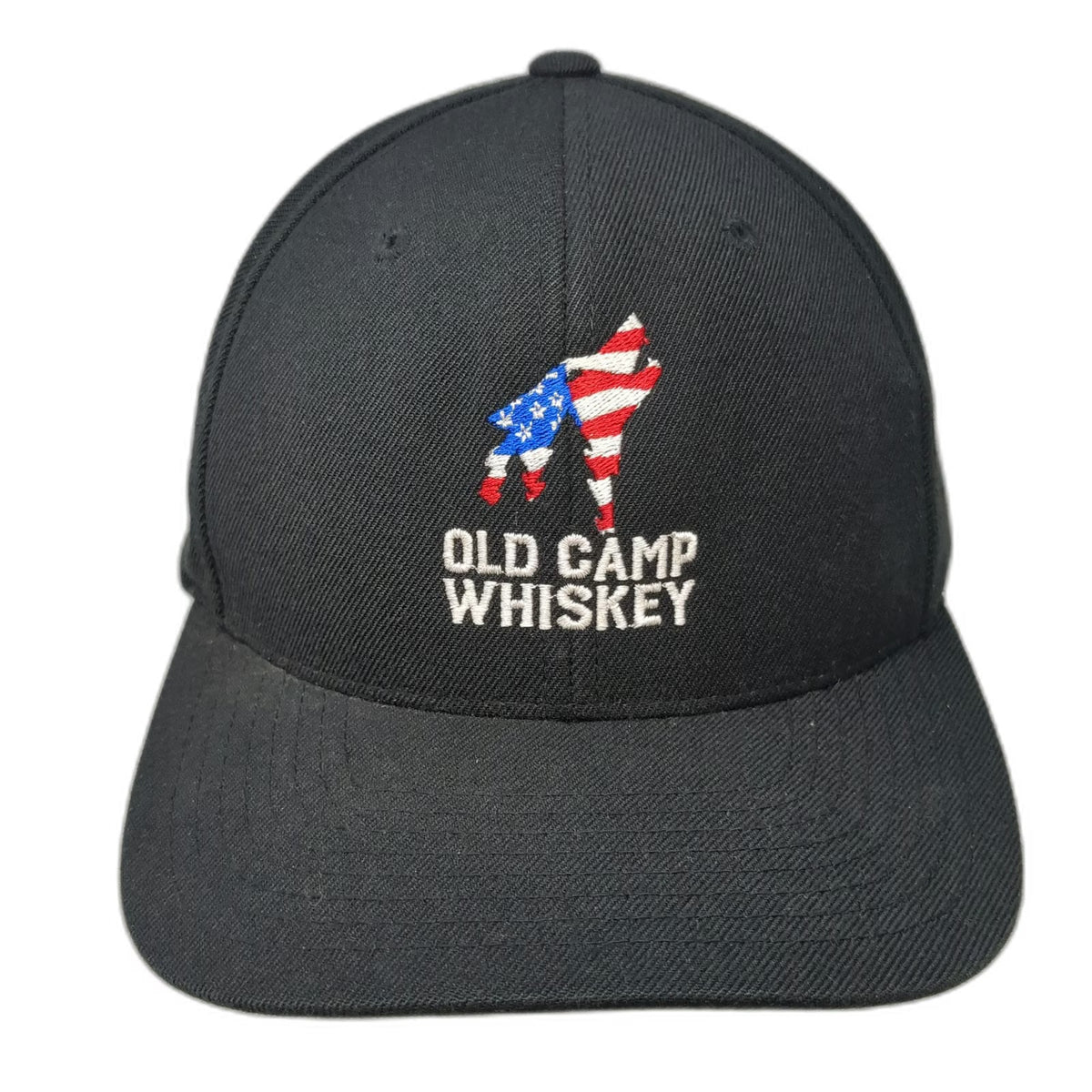 Yupoong Snapback Black One Size Old Camp Whiskey Wolf American Flag Logo Hat