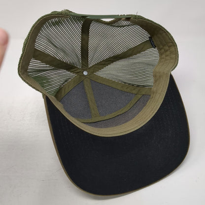 Grain & Garden Trucker Hat Green Camo 7 Panel One Size Leather Patch Snapback