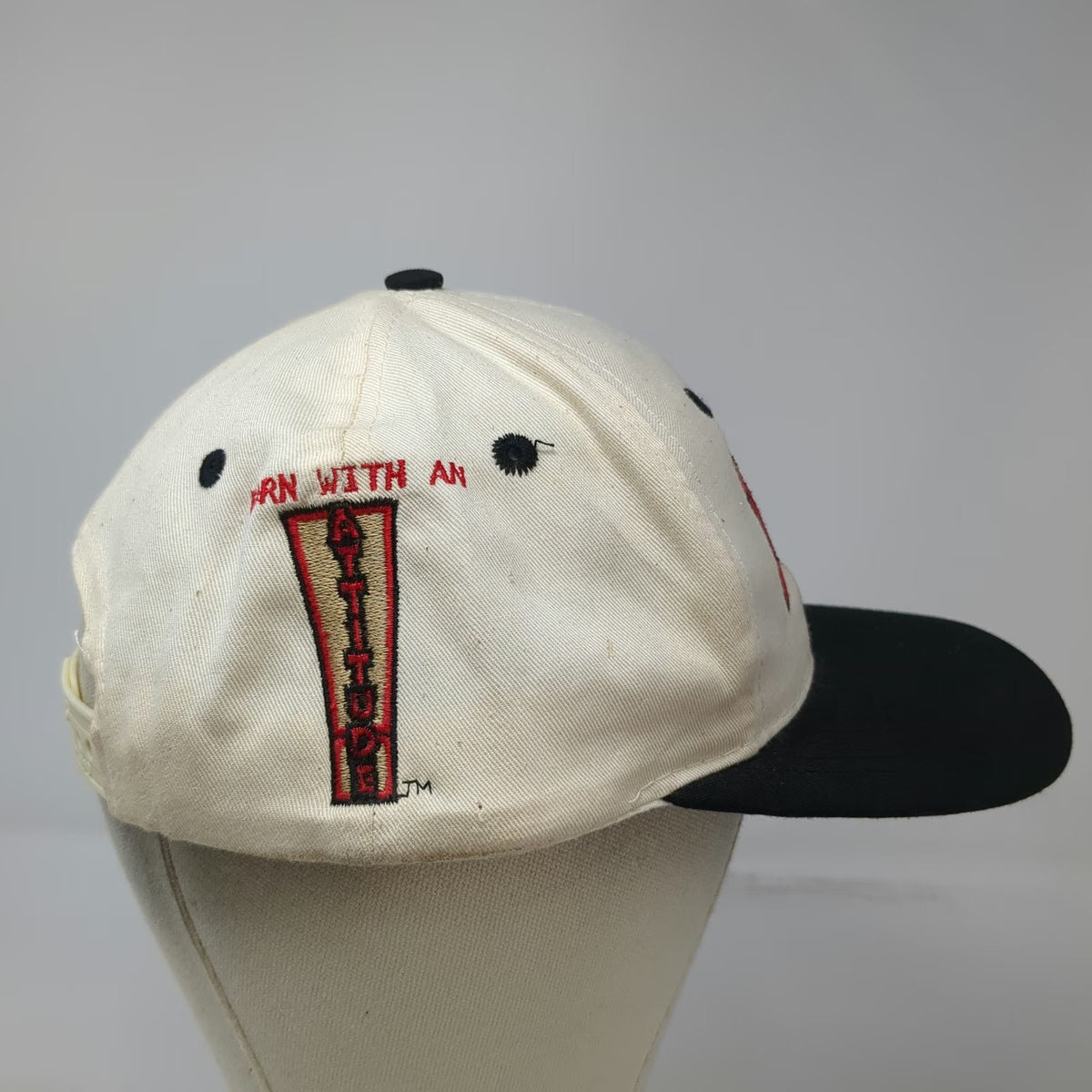 Sportcap Snapback Hat Beige One Size Born With An Attitude Two Tone Black Red