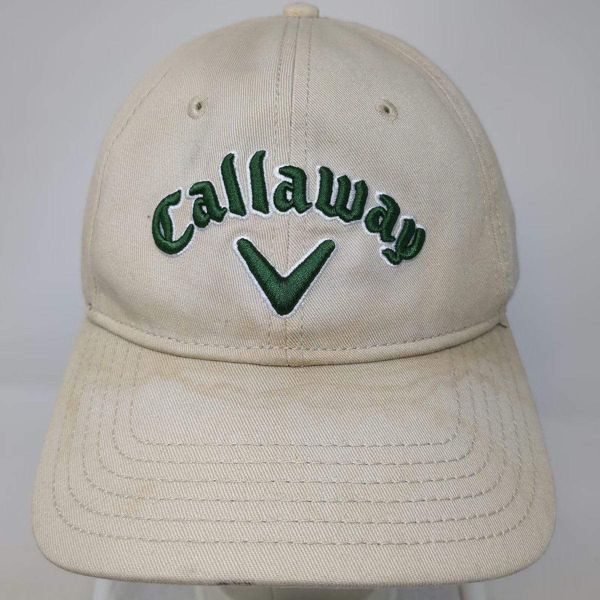 Callaway Baseball Cap Beige One Size Hat Embroidered Logo Slideback Golfing