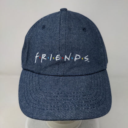 FRIENDS Slideback Hat Blue One Size Adjustable Embroidered 6 Panel Denim Cotton