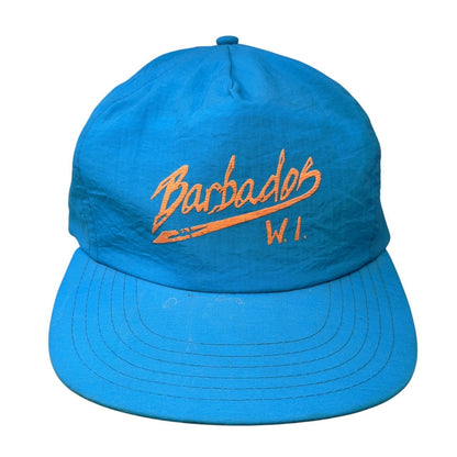 Barbados WI Snapback Hat Blue One Size Adjustable Lightweight Triangle Headwear