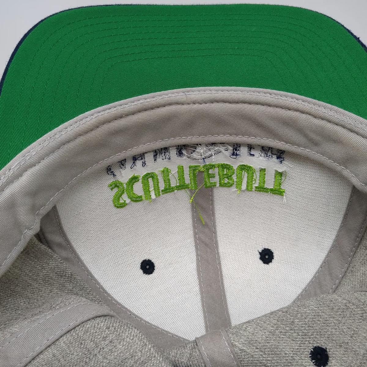 Yupoong Snapback Hat Gray Blue One Size Scuttlebutt Sailing News Flat Brim Green