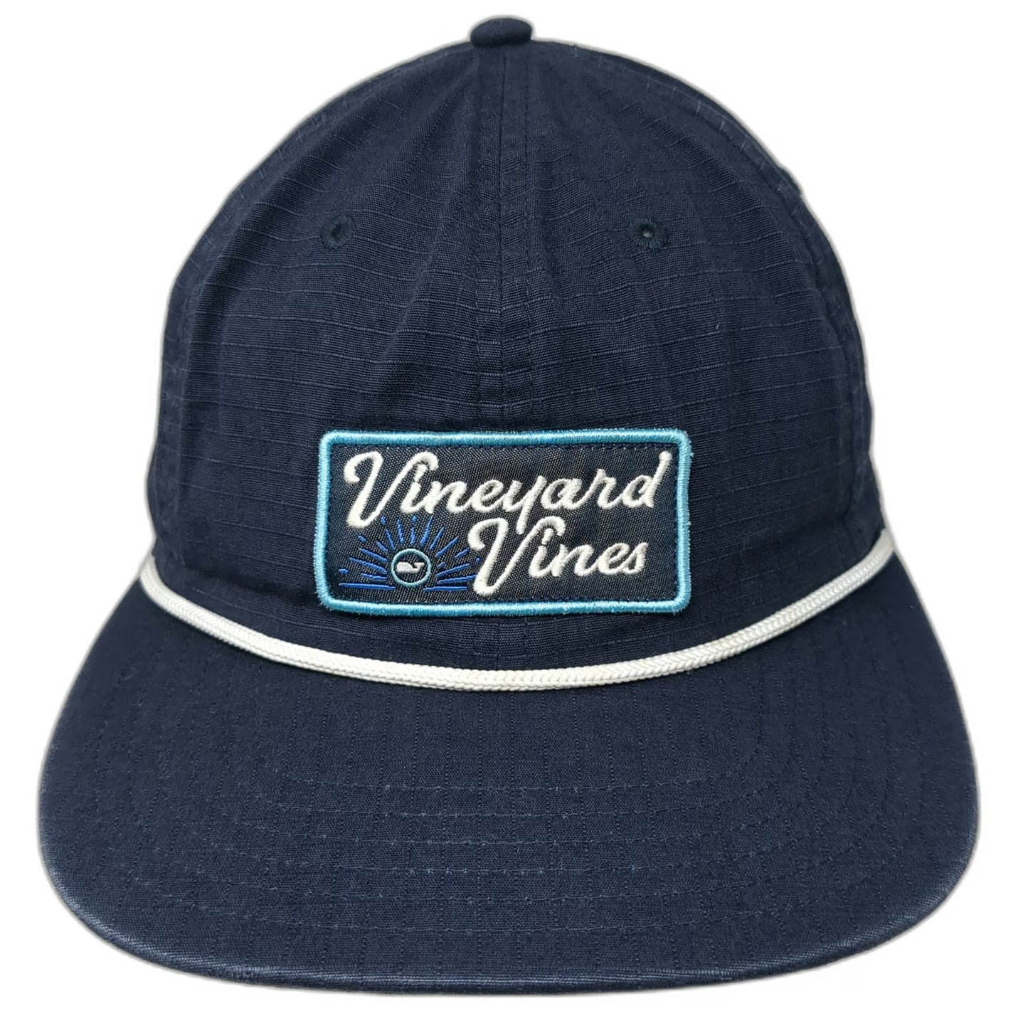 Vineyard Vines Snapback Blue One Size Rope Cotton Whale Patch Script Logo Hat