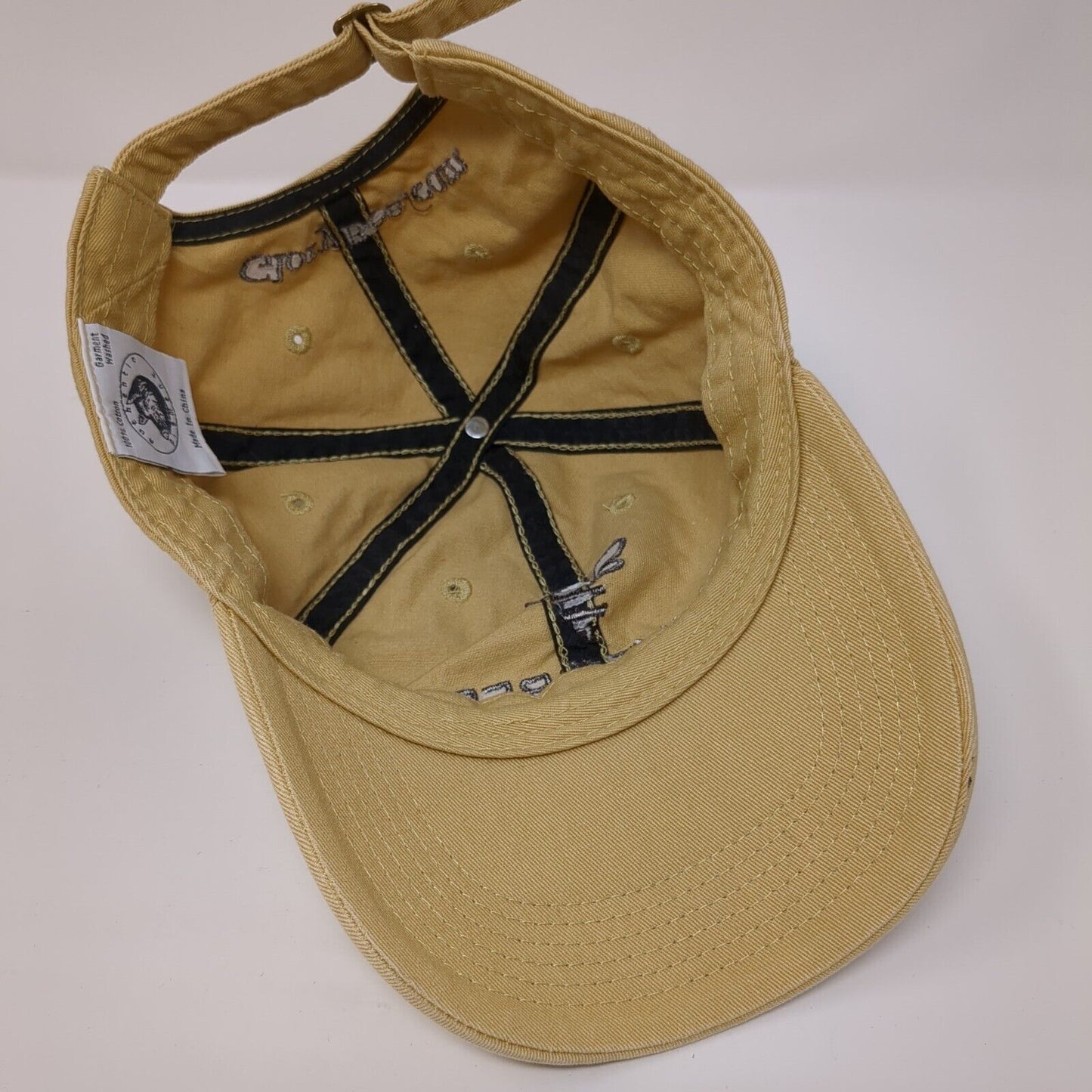 Save The Bee Slideback Hat Tan One Size Adjustable Embroidered 6 Panel Cotton