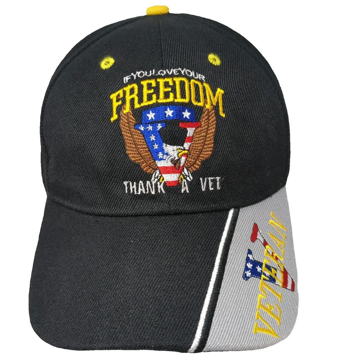 Black One Size Baseball Cap Freedom Thank A Vet Eagle Veteran Patriotic Hat
