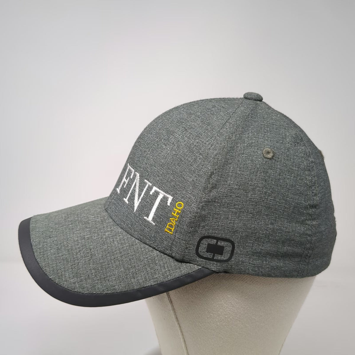OGIO Baseball Cap Gray OSFM FNT Idaho Embroidery Strapback Heathered Logo Hat