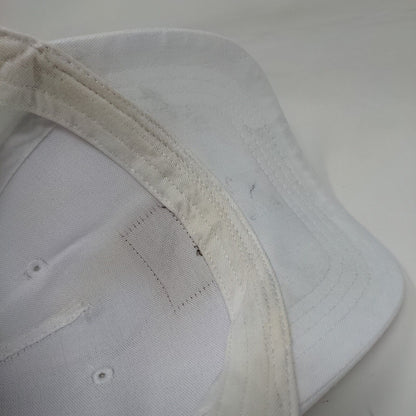 CAT Snapback Hat White One Size Adjustable Patch Logo Vented Holes 6 Panel