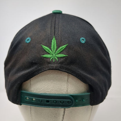 MT Fashions Snapback Black Hat One Size Marijuana Leaf Floral Pattern Flat Bill