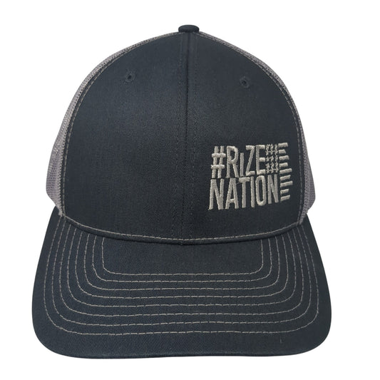 #Rize Nation Snapback Trucker Hat Black One Size Adjustable Mesh Back Richardson