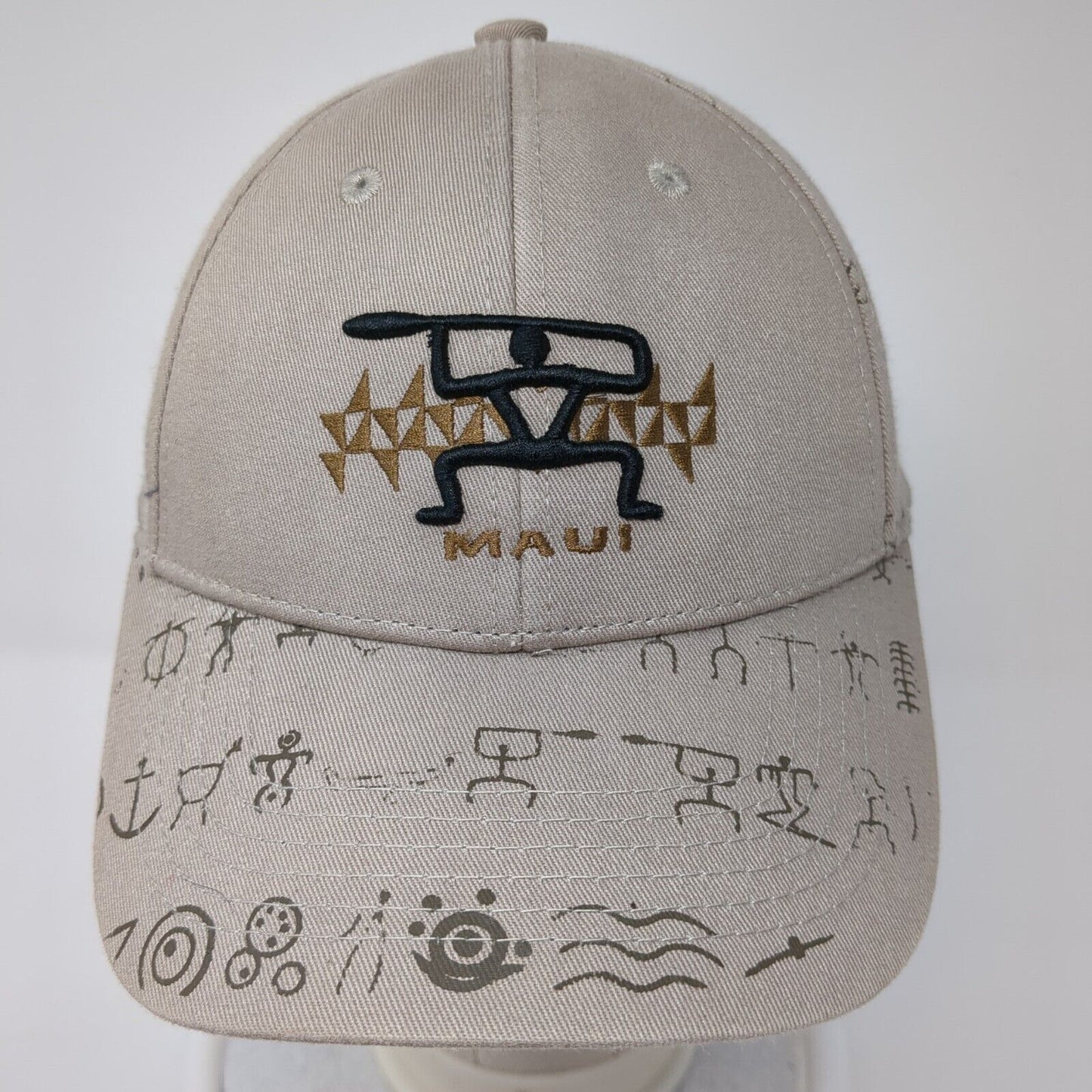 Maui Hawaii Strapback Hat Tan One Size Adjustable Embroidered Hawaiian Headwear