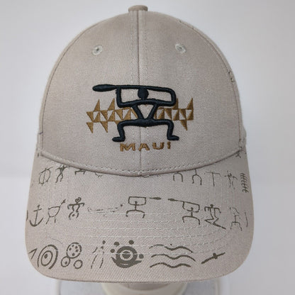 Maui Hawaii Strapback Hat Tan One Size Adjustable Embroidered Hawaiian Headwear