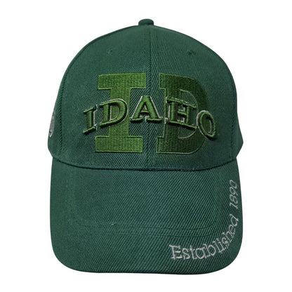Idaho Established 1890 Strapback Hat Green 59cm Adjustable Embroidered Polyester