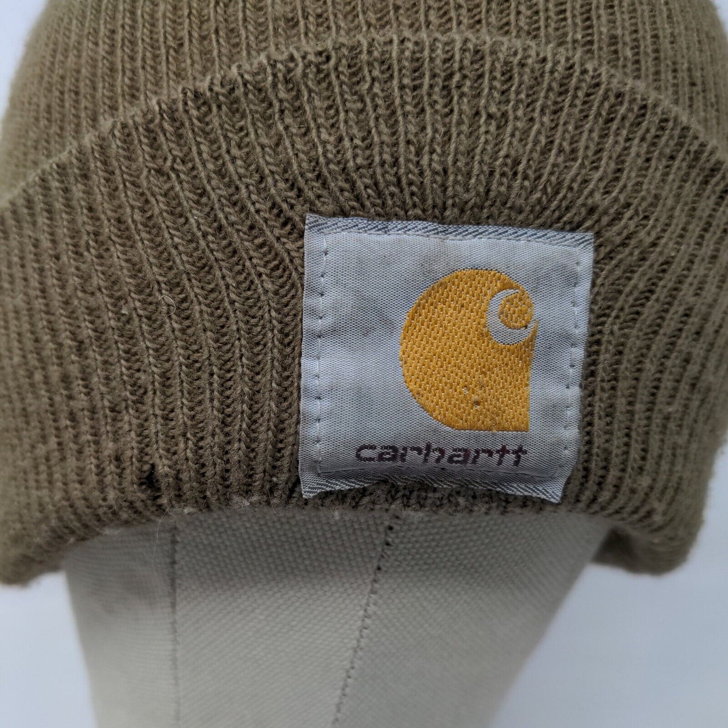 Carhartt Men's Knit Beanie Hat Cap Brown Size OSFA Patch Logo Vintage Made USA