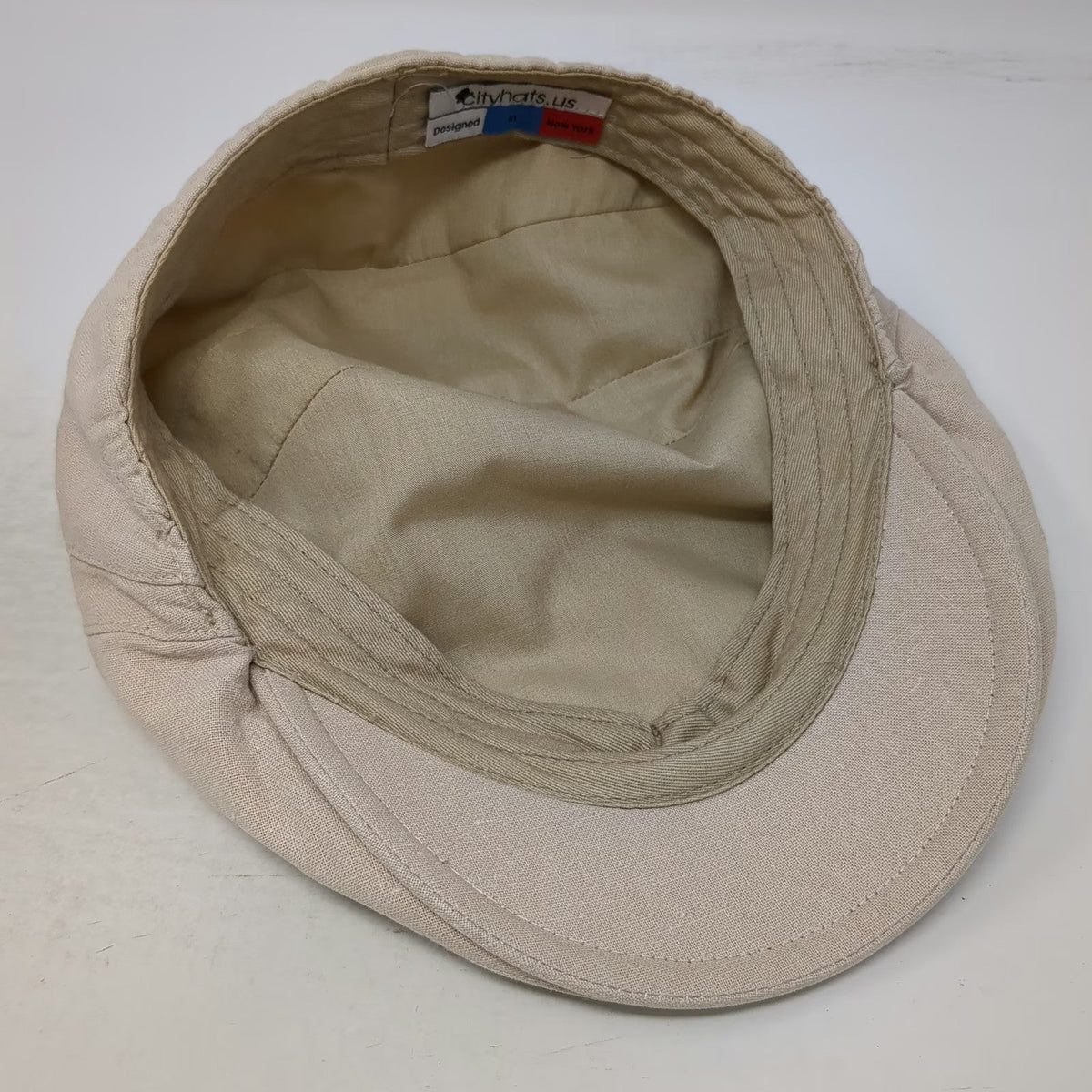 City Hats Newsboy Cap Beige One Size Linen Solid Flat Hat New York Design
