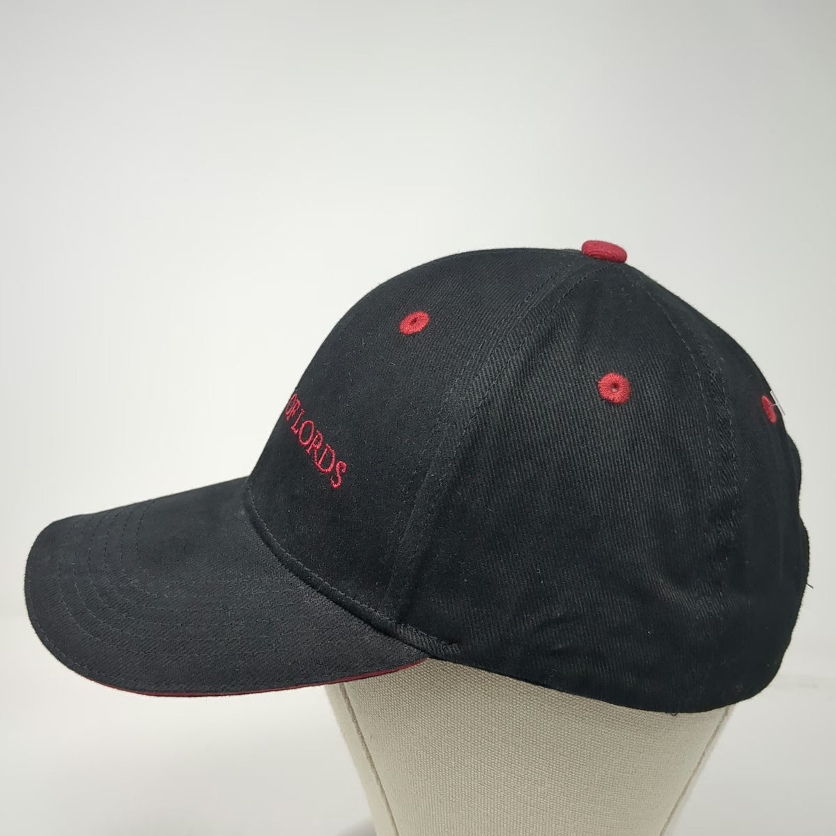 House of Lords Baseball Cap Black One Size Embroidered Logo Slideback Strap Hat