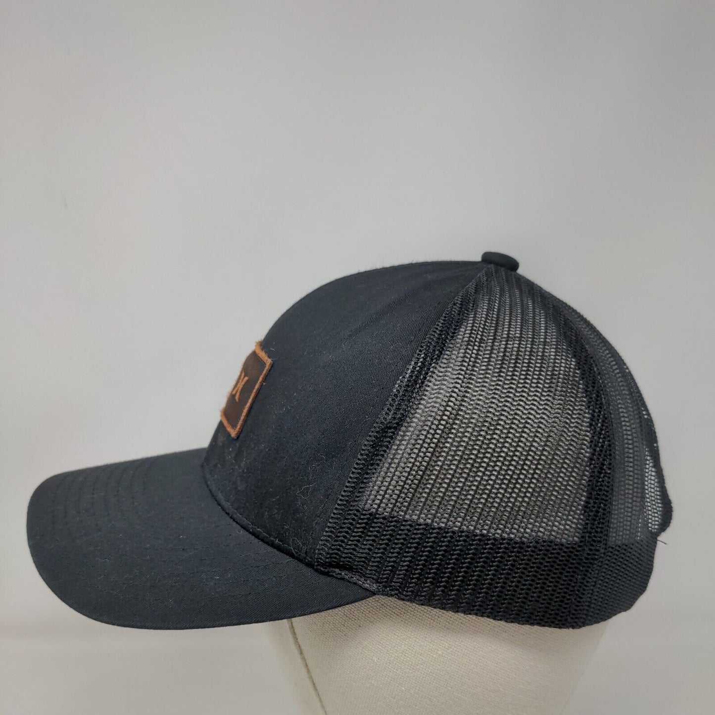 Hurley Patch Snapback Mesh Back Trucker Hat Black One Size 6 Panel