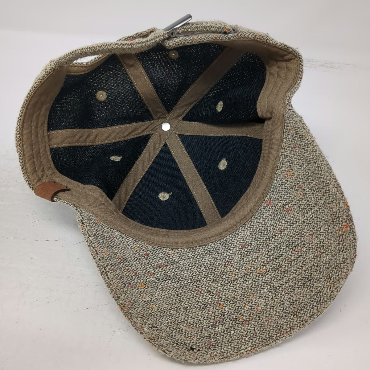 C.C Baseball Cap Brown One Size Speckled Flecked Tweed Fabric Slideback Hat