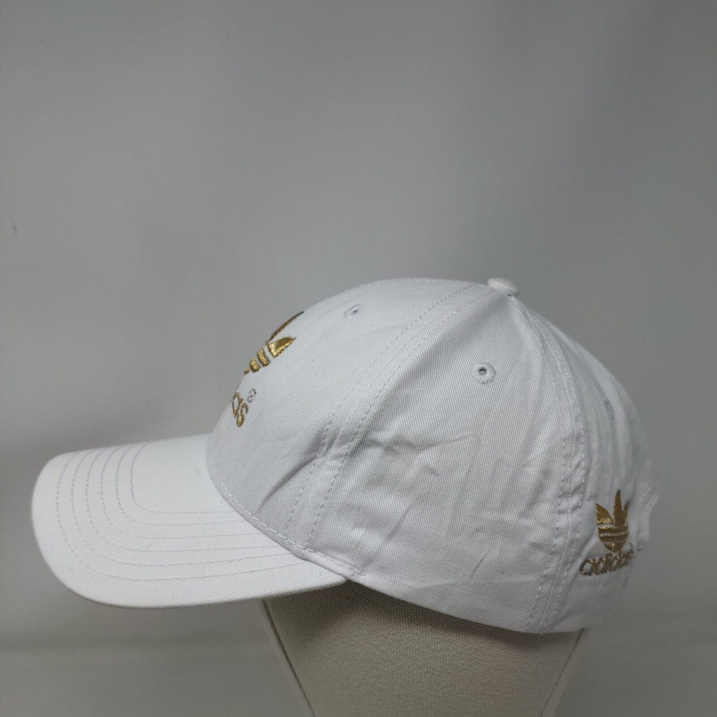Adidas Gold Trefoil Slideback Hat White OSFM Embroidered Newhattan